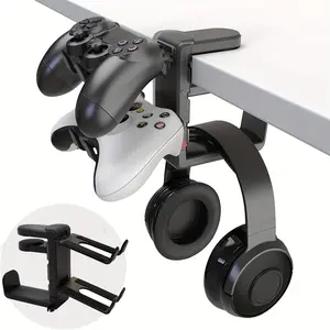 3-in-1pc Gaming Headphone & Controller Holder - Adjustable & Rotating Arm Clamp, Universal Headset Stand for Under Desk Setup, ABS Material, Ideal for Gaming Accessories, Controller Holder | Modern Gaming Setup | Durable Gaming Equipment, Headphone Holder
