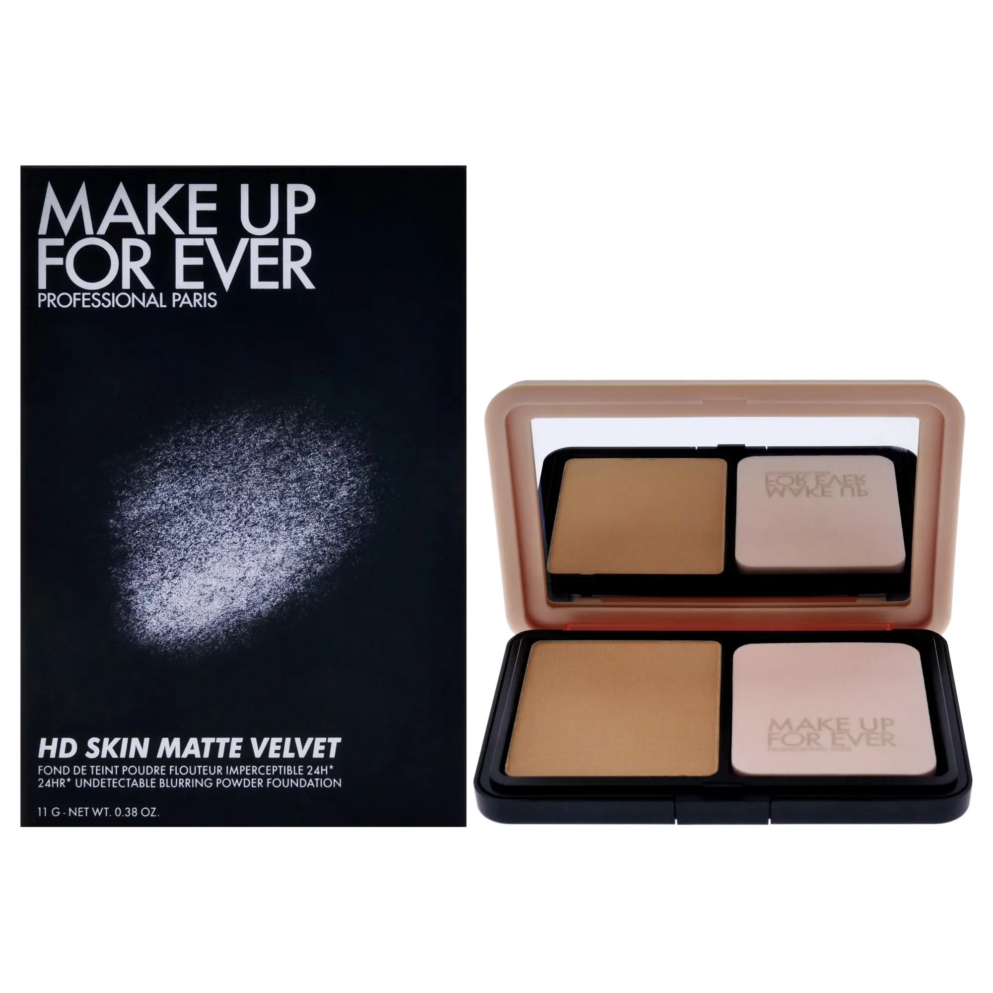 Women's Make Up For Ever Flawless HD Skin Matte Powder Foundation - 1Y08 Warm Porcelain Shade, Compact, 0.38 oz, Easy to Apply Evenly, 24h Imperceptible Long Wear Daily Makeup, 0.38Oz