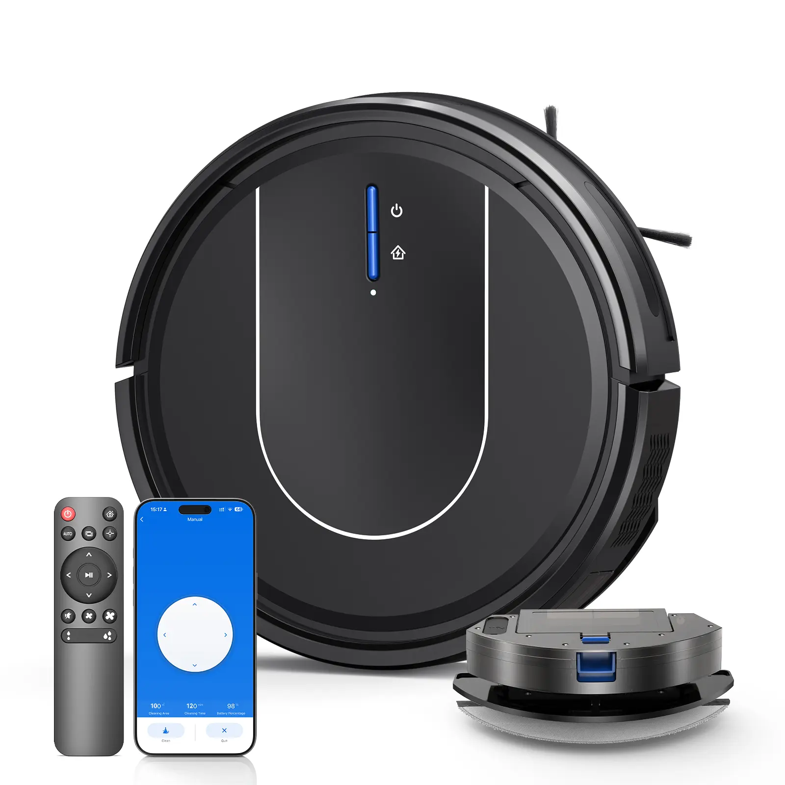 Robot Vacuum AUKACI E2 Robo Vacuum and Mop Combo High-Power Robotic Vacuums with 3000Pa Suction 120Min Battery, Alexa/APP Control, Ultra-Slim for Under Bed, Ideal for Pet Hair & Hard Floors  for Powerful Whole Home Cleaning