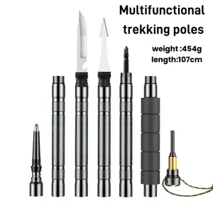 7-in-1 Tactical Hiking Poles, Lightweight & Adjustable Trekking Poles for Outdoor Hiking, Camping & Survival – Built-in Compass, Harpoon, Screwdriver