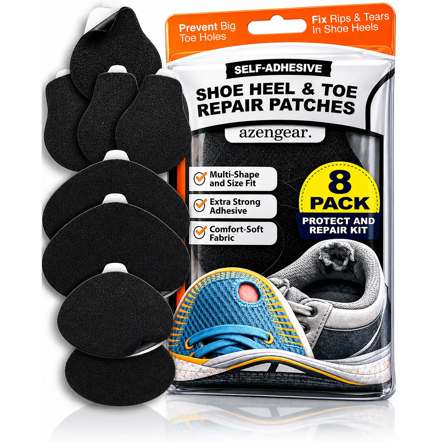 Shoe Heel Repair & Big Toe Hole Preventer Patch Kit - Stick-On, Strong Adhesive, Soft Suede for Sneakers, Boots