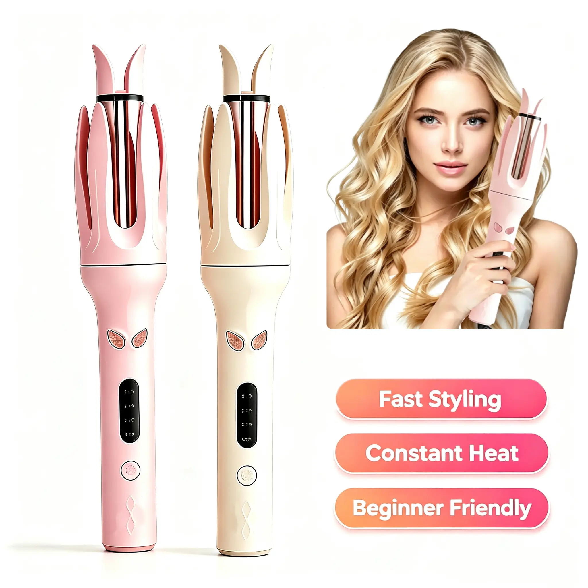 【Payday Friday】Upgraded VersionAutomatic Hair Curling Iron, 28mm Rotating Hair Curler with Negative Ion Technology, 4 Adjustable Temperature Settings, Ceramic Hair Styling Tool Curling Iron Styler for Women,perfect for beginners, home salon, travel gifts.