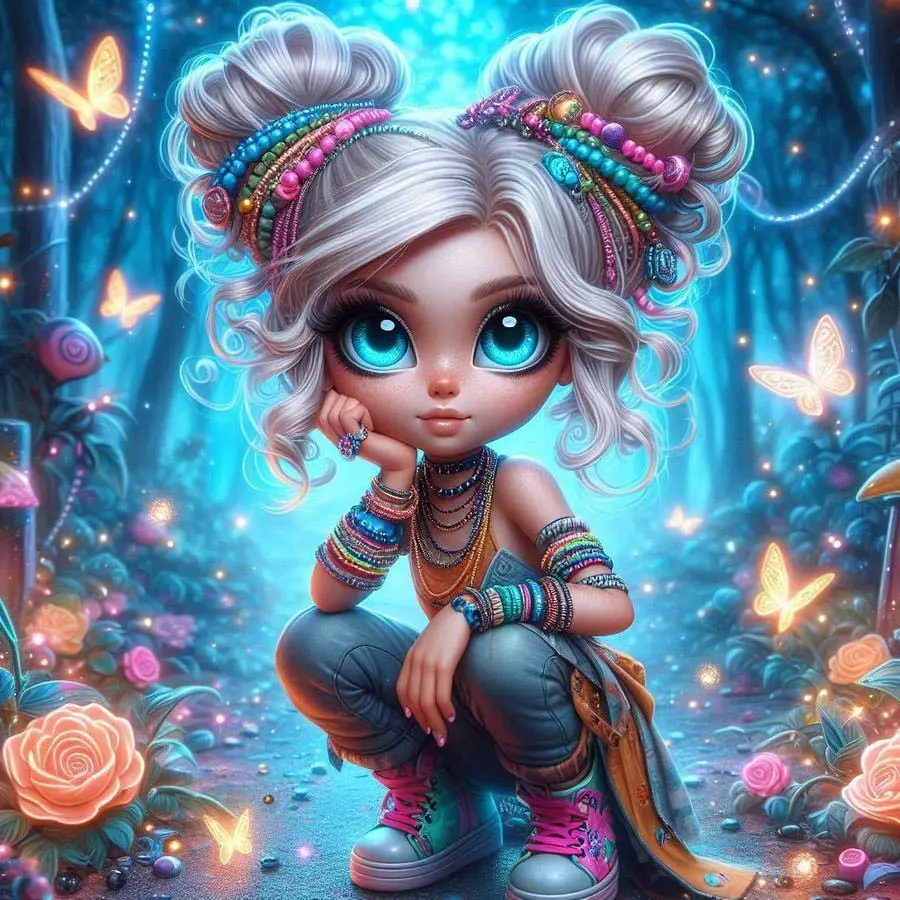 1pcs 5D DIY diamond painting set, 5D diamond art set, DIY decoration, colorful butterflies, flower clusters, dreamy forest. Full round drill DIY diamond painting set, mosaic, diamond art, DIY art home decoration, suitable for Halloween and Christmas.