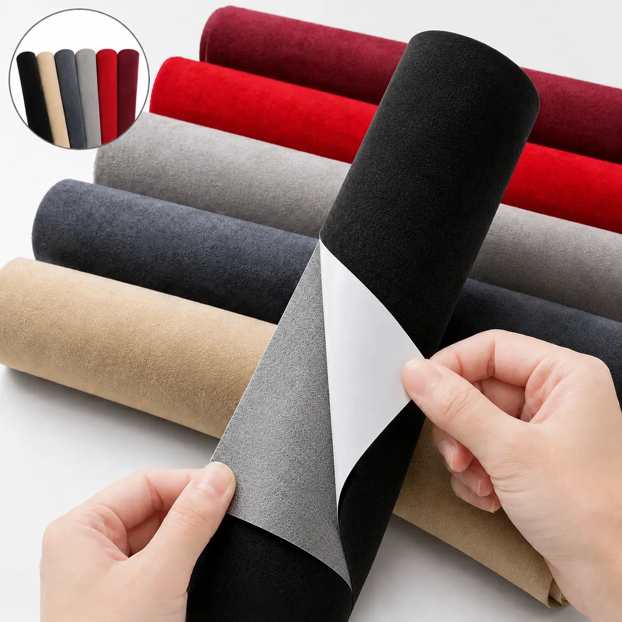 10-300cm Suede Self Adhesive Car Wrap Film Leather Velvet Elastic Patch Fabric Repair Fix Interior Dashboard Renovation Sticker