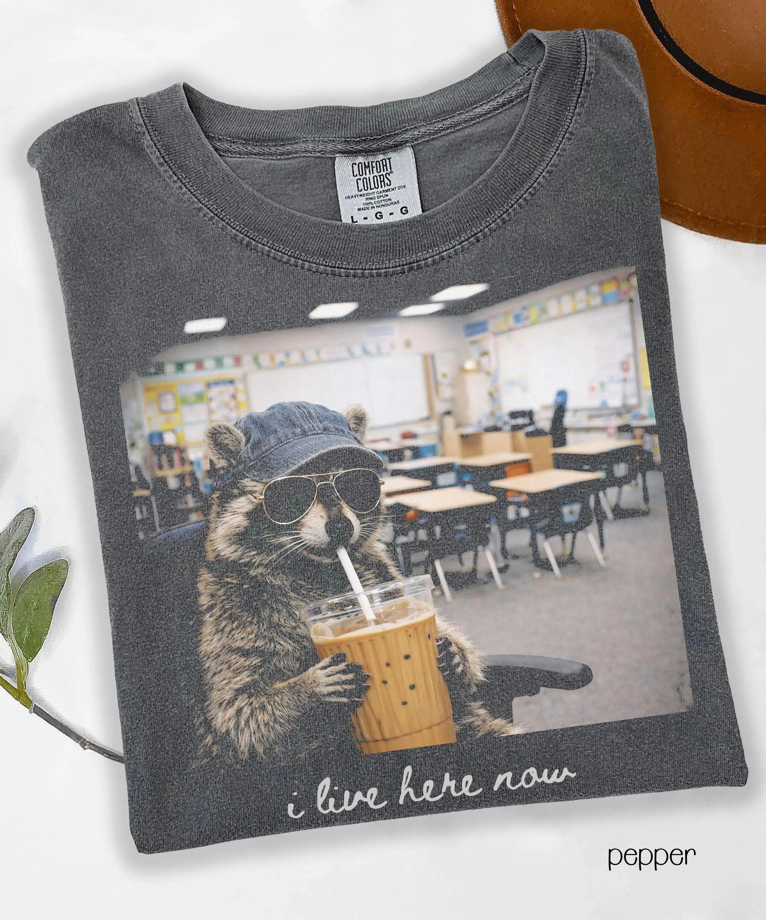 Comfort Colors Funny Raccoon Teacher T-shirt, Ling & Cotton Classroom Graphic Tee, Back to School Gift, Soft Garment-Dyed Cotton, Made In The USA