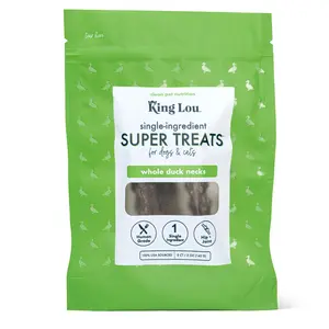 King Lou Whole Duck Neck Dental Treats for Dogs, Single Ingredient, Human Grade, 100% USA, All Natural, Minimally Processed Pet Products Food Supplies