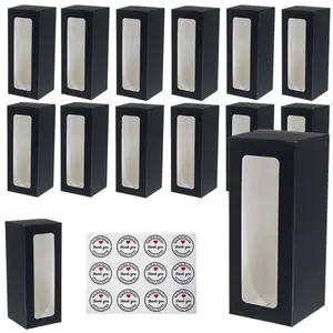 Black Gift Boxes,8.7'x3.15'x3.15' Glass Packaging Exhibition Box , Blank Boxes for Wine Bottle Cup Jars, Birthday Presents