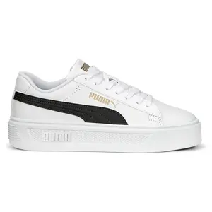 PUMA Womens Smash V3 Platform Lace Up Sneakers Shoes Casual - White