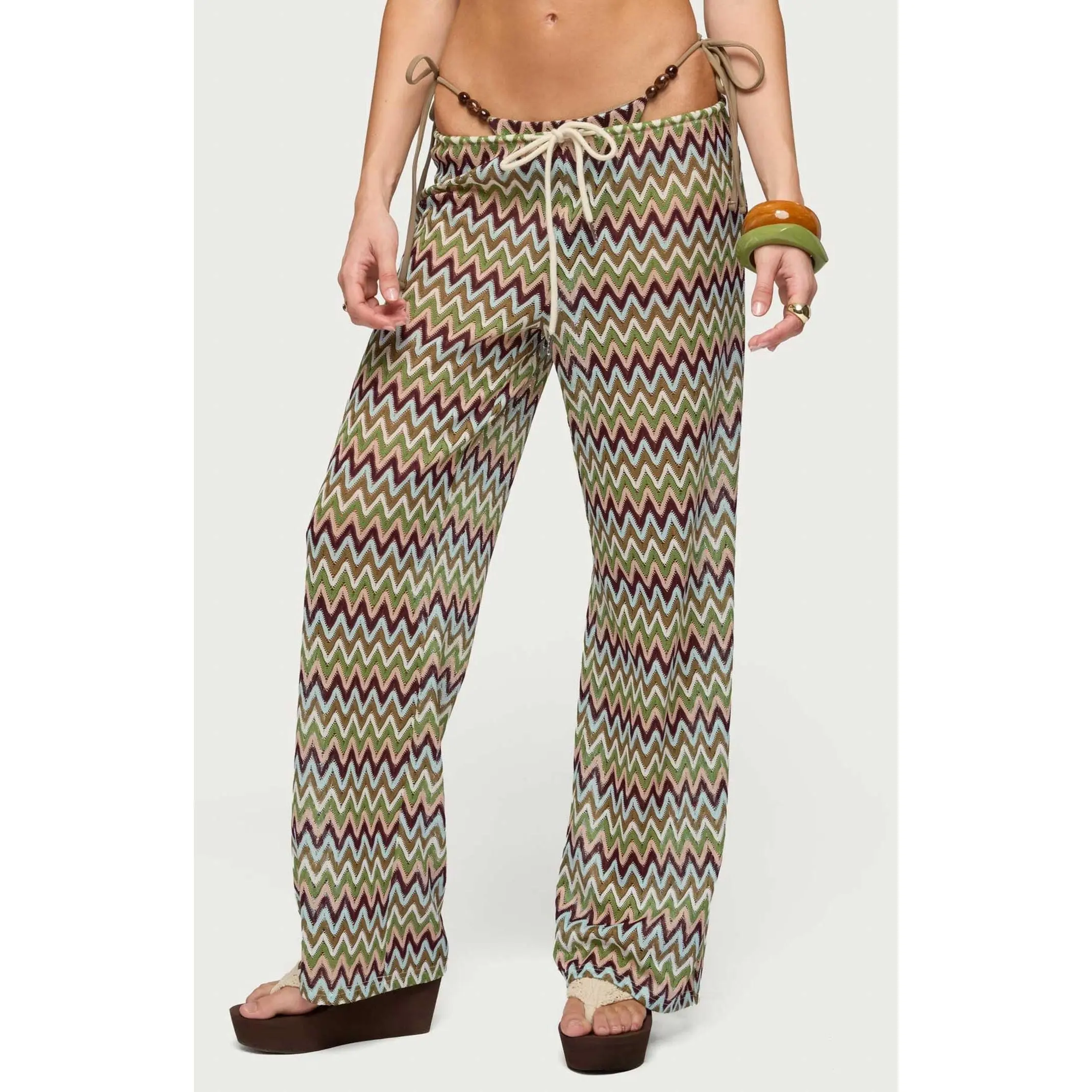 Edikted Women's Mindee Zigzag Crochet Pants