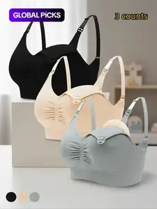 Ruched Adjustable Strap Nursing Bras, Detachable Chest Pad Seamless Front-Buckle Bra for Pregnant and Breastfeeding Women, Maternity Lingerie, Pregnancy Maternity Bra