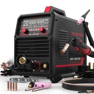 YESWELDER MIG-185DS-PRO Aluminum MIG Welder with Lift TIG Torch | 185Amp 110/220V Digital Welding Machine with Synergy | Gas/Flux/Lift TIG/Stick/Spool Gun 5-in-1 | Spool Gun Compatible fathersdaygift
