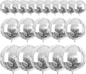 PartyWoo Metallic Silver Rubber Foil Balloons, 20-Piece Assorted Sizes Pack (22in, 15in, 10in) – Large Round 4D Inflatable Mirror Mylar Balloons for Graduation, Birthday Party Decorations