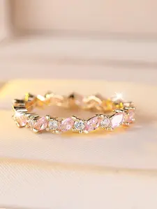 Exquisite Marquise Cut Ring Synthetic Zirconia Inlay Infinity Band Rings for Women & Girls- Fashion Retro Wedding Engagement, Perfect for Weddings & Daily Wear Valentine's Day Gift Elegant Ring