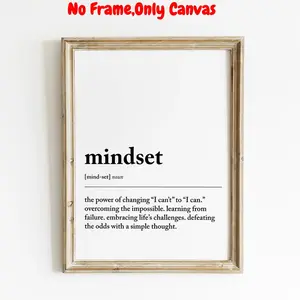 Mindset Definition Unframed Painting, Motivational Poster, Quote Prints, Vintage Wall Art, Canvas Art and Prints for Walls, Wall Art Canvas Printing, Wall Decor for Home Living Room Bedroom Office, Art Wall Decoration, Home Decor Supplies, Ornaments