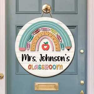 Personalized Teacher Sign, Classroom Door Hanger, Teachers Appreciation Gifts, Back To School, Rainbow Classroom Decor, Teacher Door Sign