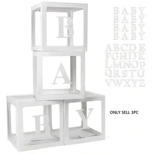 Transparent Letter Shower Box Birthday Wedding Custom Name Balloon Box Letter Balloons Party Decoration, Large Transparent Box, Holiday Home Fireplace Decor