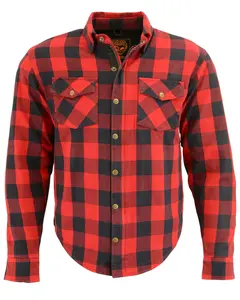 Milwaukee Leather Men's Performance Aramid Checkered Flannel Biker Shirt Big And - 5Xl