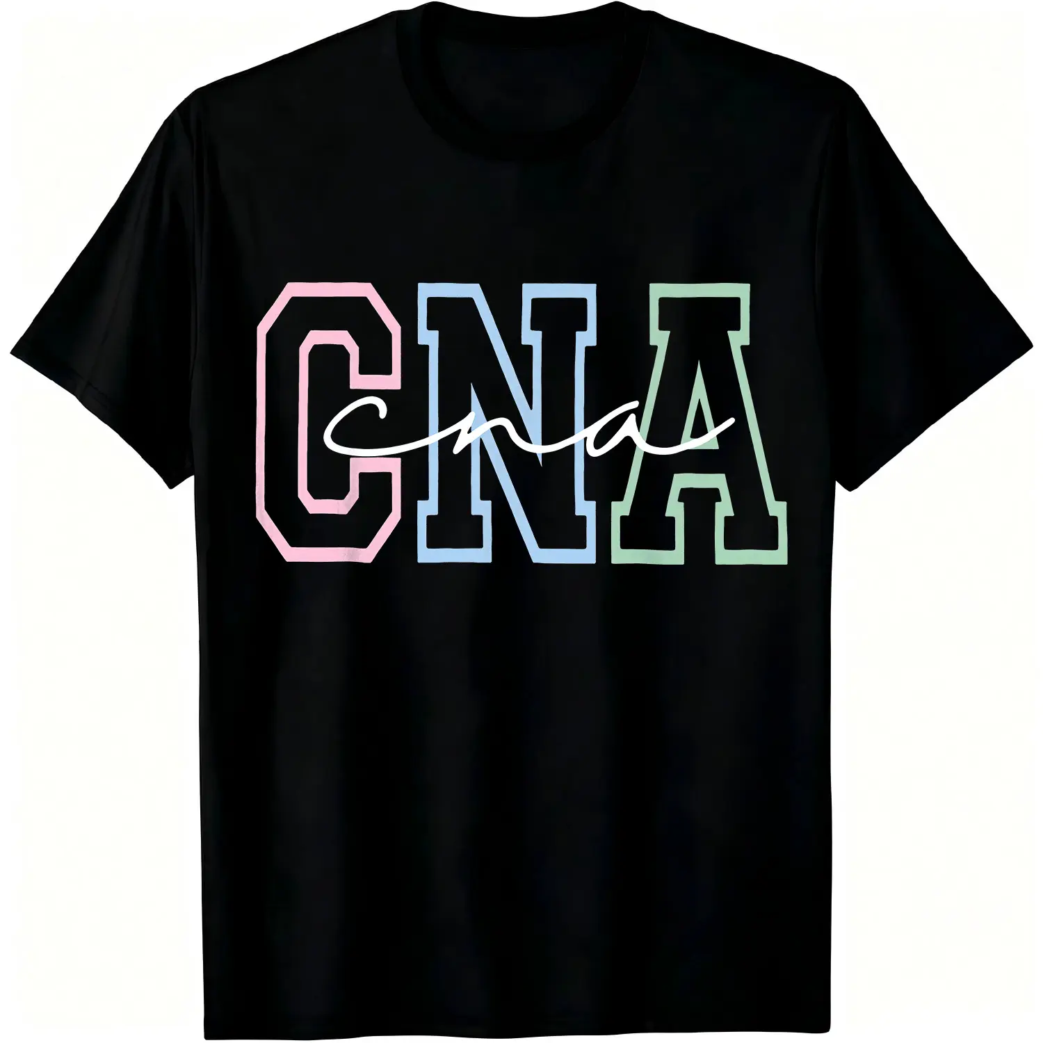 Unisex Short-Sleeve Fashion T-Shirt, Comfortable Nursing Top for Healthcare Assistants (CNA, RN) with Prints, Pairable with Bottoms