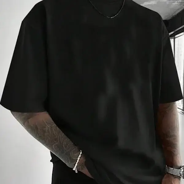 Black shirt with white male