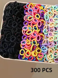 300 Pcs Random Color Cute Hair Ties Set, High Elasticity Candy Colors Rubber Bands, Ponytail Holders, Perfect for Daily Use, Scrunchies