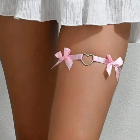 Women's High Elasticity Leg Straps with Heart Decorations, Cute Butterfly Design, Perfect for Halloween Party