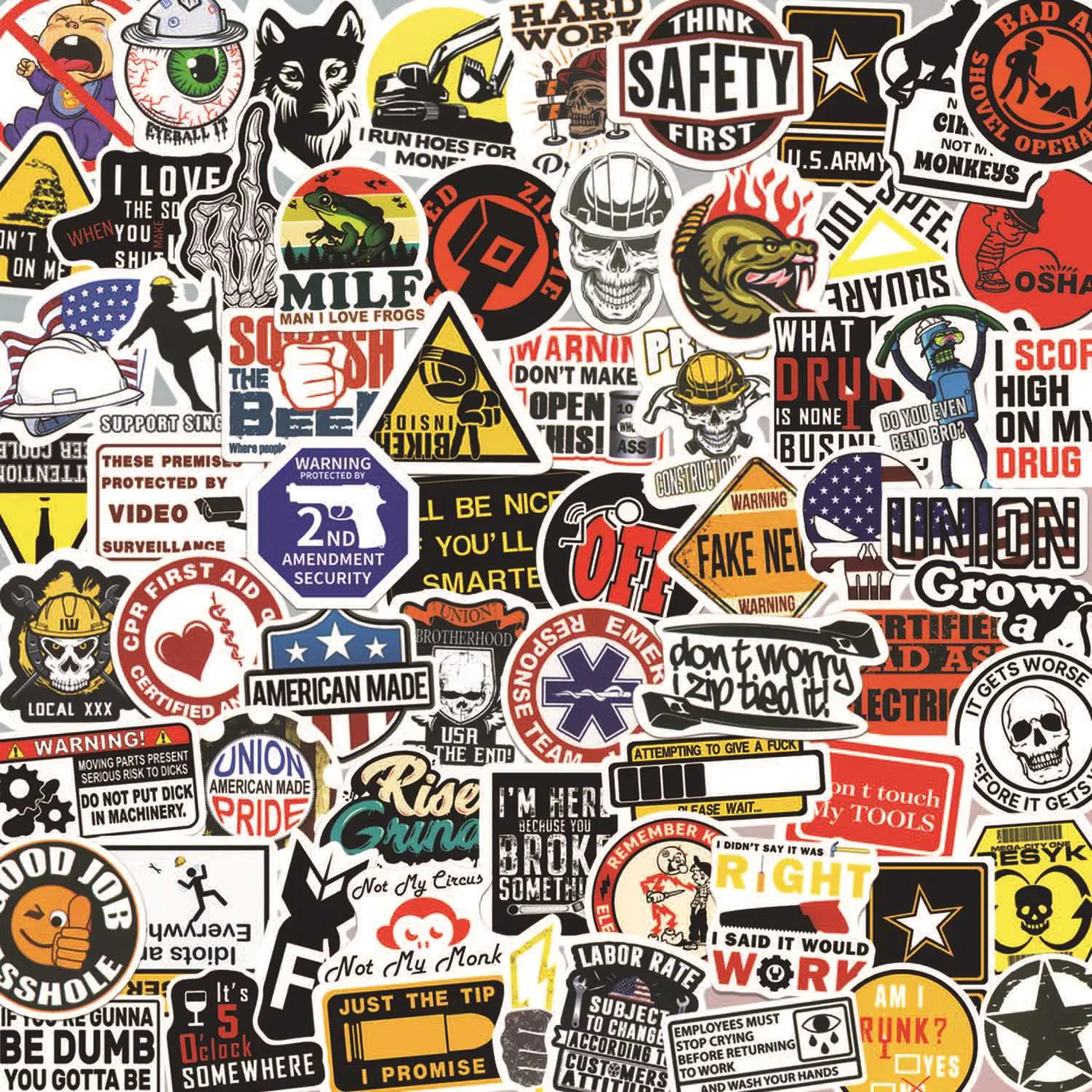 Hard Hat Stickers (50/150 Pcs) - Waterproof Office Labels, Fun Decorating Supplies for Work Tools, Great for Decorating Hard Hats, Blue Collar Workers Gift Idea