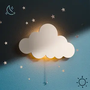 Floating Cloud Wall Lamp for Baby Nursery |   Cute Floating Cloud Lamp for Kids Bedroom |   Battery-Operated Hanging Night Lights for Bedroom
