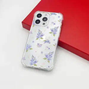 [Trending]Blue Lilac Floral Pattern Clear Phone Case For IPhone 17 16 15 14 13 12 11 Pro Max Plus 7 8 XR X XS Max Shockproof Phone Case