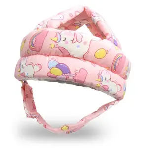 Baby Head Protection Helmet, Infant Safety Cushion Cap for Crawling Walking, Anti-Fall Toddler Head Guard, Soft Adjustable Baby Helmet, Unicorn Pink