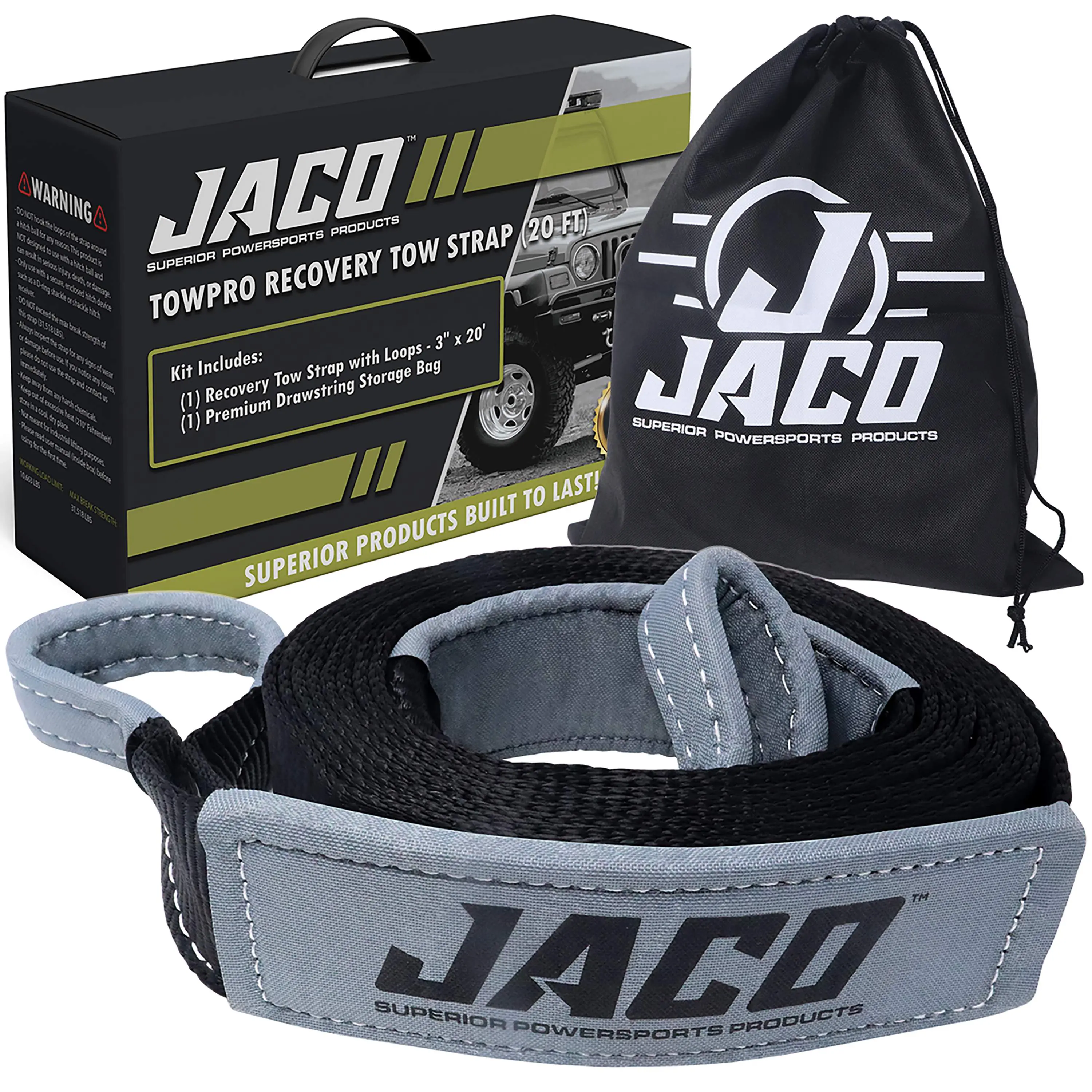 TowPro™ Recovery Tow Strap | Off Road 4x4 Towing Rope (31,542 lbs)