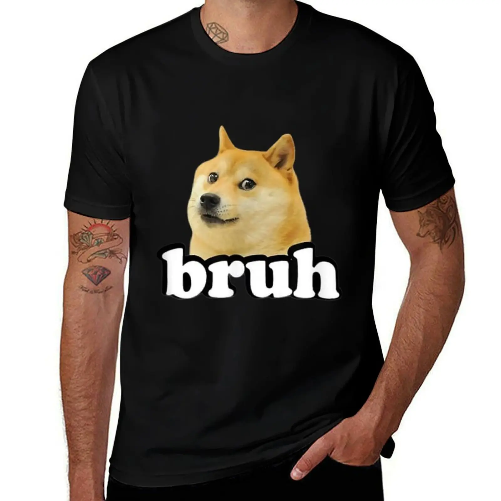 Doge Meme Mens T Shirts Cotton Short Sleeve T-Shirt Crew Neck Tees Casual Shirt