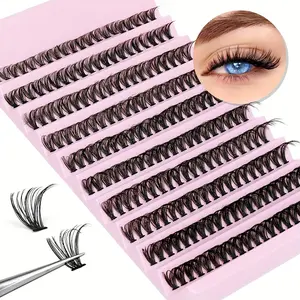 Individual Fake Clusters Lashes Strips Lashes, 200pcs/set Natural Look Wispy Eyelash Extensions Kit, Eyelashes Extensions Supplies for Women Girls Eye Makeup Enhancement, Diy Volume Eyelashes, Cosmetic Beauty Accessories, Diy False Eyelashes