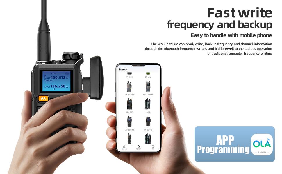 Bluetooth Walkie Talkie Programmer, App-Controlled Radio Frequency Writer, USB-C Rechargeable Adapter (BT-1AD)