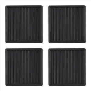 4Pcs Anti-Slip Furniture Pads- 2x2In Square Rubber Anti Skid Caster Cups, Leg Coasters-Couch, Chair, Bed Stoppers