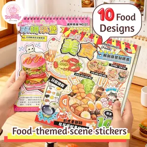 food themed scene stickers book 10 different food design with big reference image diy gifts
