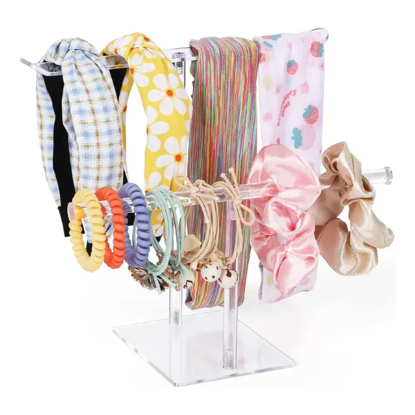 Headband Holder, Scrunchie Holder Acrylic, Clear Hair Ties Stand Organizer | Headband Display Stand, Scrunchie Storage Organizers, Hair Accessories Organizer for Women and Girls