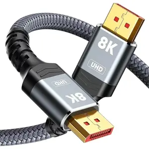 8K 4K DisplayPort Cable 1.4, 5FT 10FT DP Cord (VESA Certified, 8K@60Hz, 4K@144Hz, 2K@240Hz/165Hz), High Speed Display Port Cable Gaming Monitor, HDR/FreeSync/G-Sync, Braided, Grey (5FT)