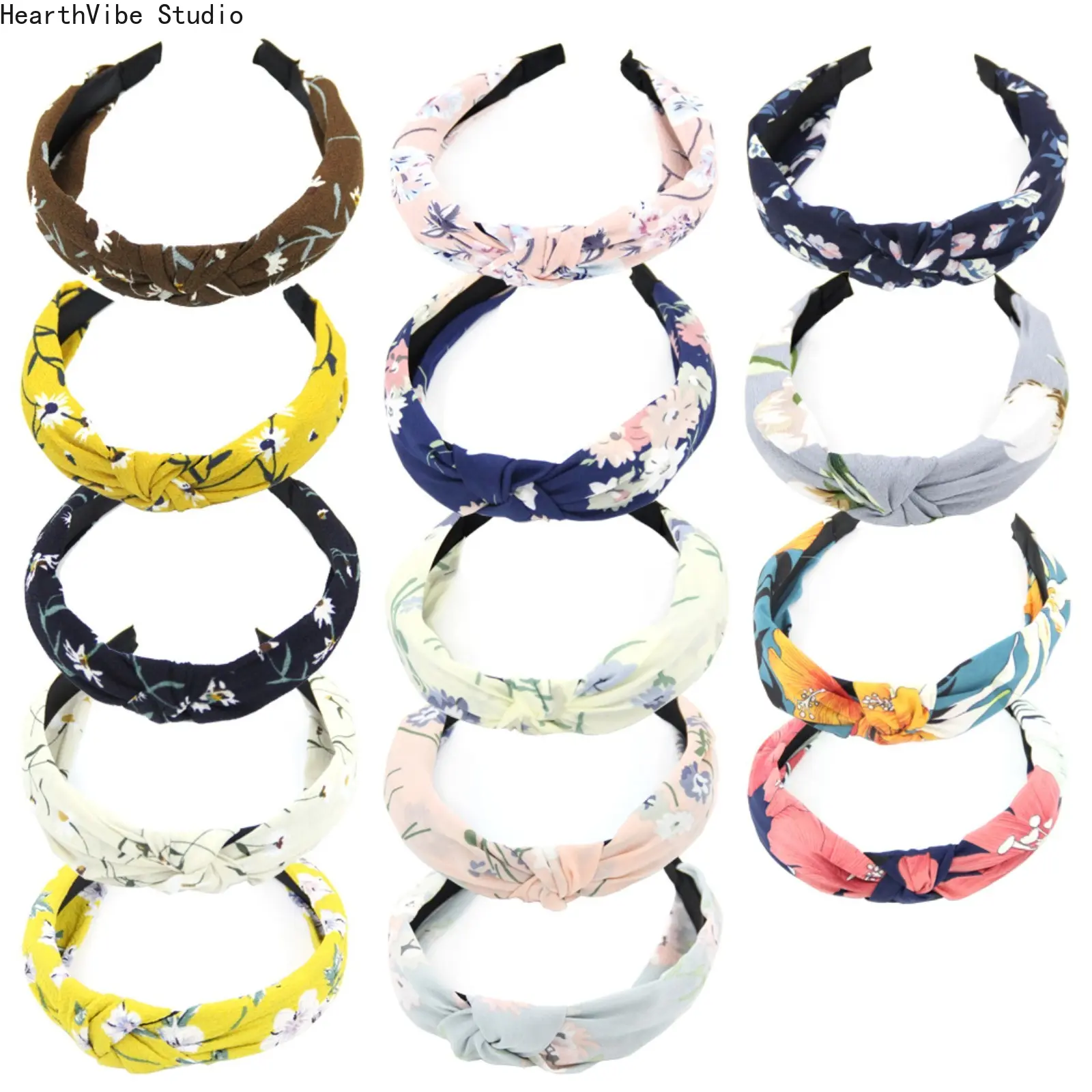 Women's Crossover Knotted Floral Print Headband - Sporty Sweatband Hair Accessory with Fresh Stylish Fabric for Adults, Sports Activities, Headbands, Sporty Sports Headbands