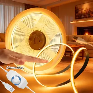 COB LED Strip Lights USB Powered Flexible LED Light Strip 5V interface with Dimmer Dimmable Brightness, for Indoor/Bedroom, Kitchen, Wedding, Party and bedside, Under Cabinet light strip, DIY lighting and office decoration
