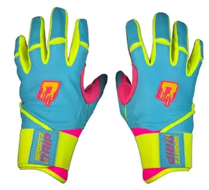 Sportz Drip Volt Baseball & Softball Batting Gloves Youth & Adult Sizes Neon Design Breathable Mesh Tacky Palm Grip Secure Wrist Strap