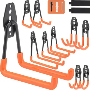 Garage Hooks Heavy Duty 12 Pack, Steel Garage Storage Hooks, Tool Hangers for Garage Wall Utility Wall Mount Garage Hooks and Hangers with Anti-slip Coating for Tools, Ladders, Bulky Items,Gift for Man&Women
