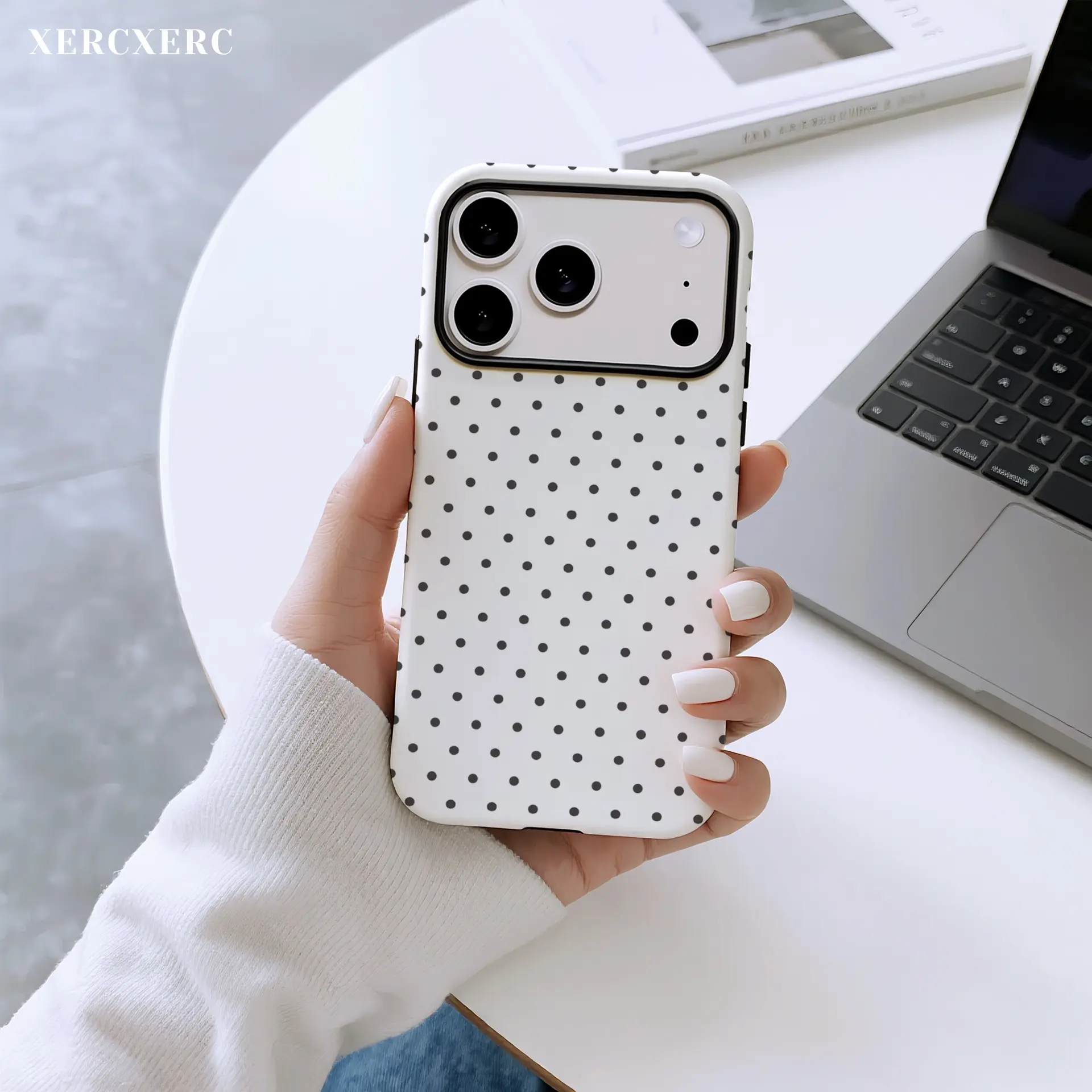 Black and white Dot Pattern 2-in-1 hard PC outer & soft TPU inner layer, large window, matte & glossy finish for phone 11, 12, 13, 14, 15, 16, 17 Pro, Pro Max, Air promax case premium Protection Protectivx, Shell, Casing