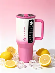 HydroJug 32oz Insulated Water Bottle, With Handle & Flip Straw - Cup Holder Friendly, Leak Proof Insulated Cup - Reusable Water Cup With Rubber Base, Ideal Gift For Men & Women, Gradient Pink