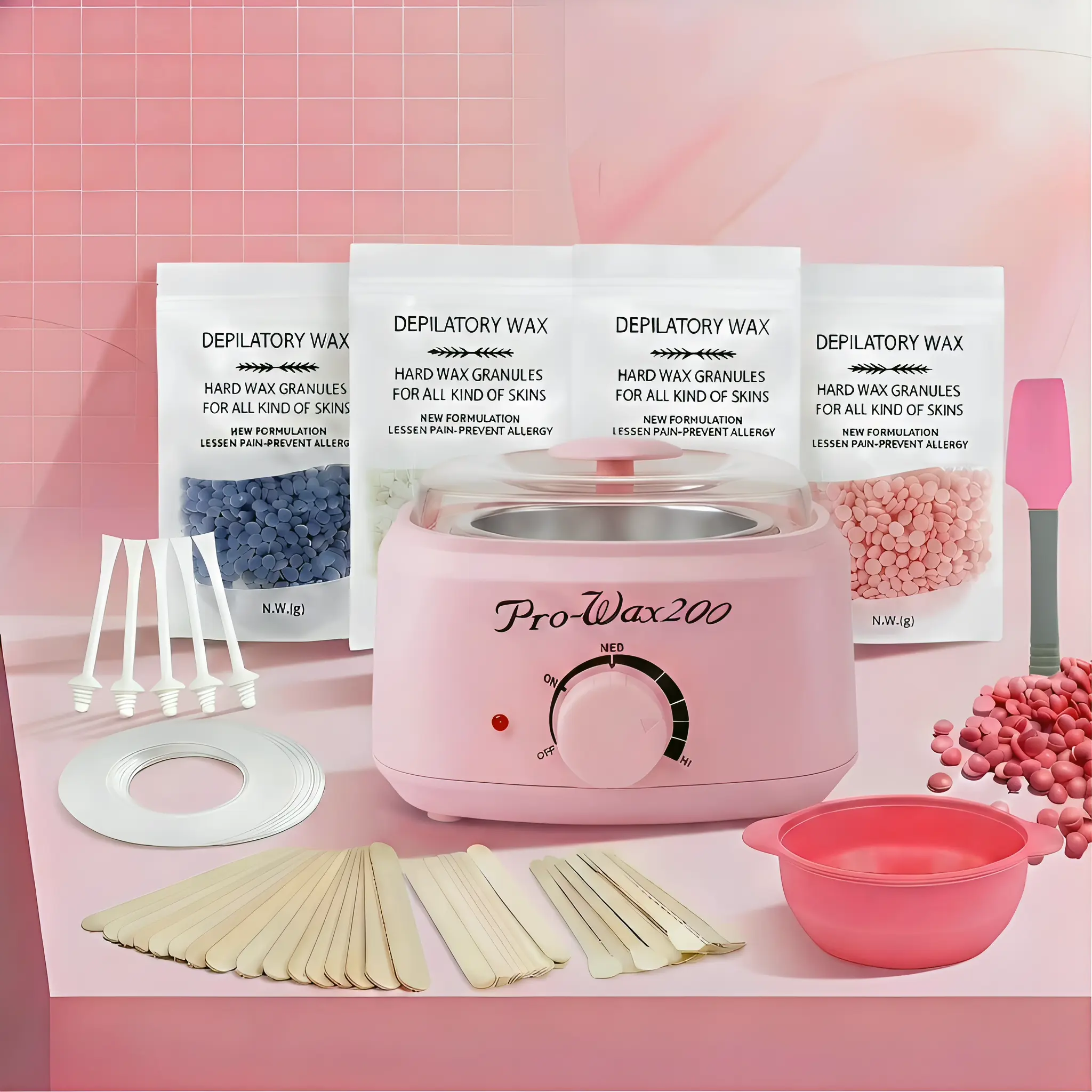 [tiktokshopbacktoschool]Wax Warmer Kit for Salon-Quality Smooth Skin with Easy-Clean Silicone Bowl, 400g Peach & Lavender Hard Wax Beads, Gentle for Sensitive Skin & Bikini Line for Women & Men, Jasmine, Unisex, All, Hair Removal, Wax Hair Removal, Waxing