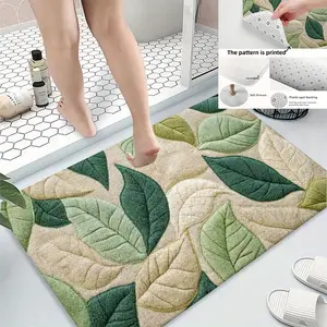 Leaf Texture Bath Mat Rug, Bathroom Carpet, Ideal Kitchen Entry Shower Decor, Bathroom Drying Doormat, Perfect New Home Gift, Mother's Day Decoration, Bathroom Decorative Mat
