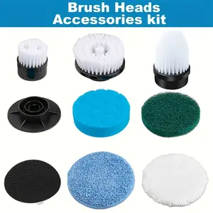 9-Piece Replacement Brush Head Kit for Electric Rotating Washer, Versatile Cleaning Accessories, Spin Scrubber, Essential Household Care Essentials