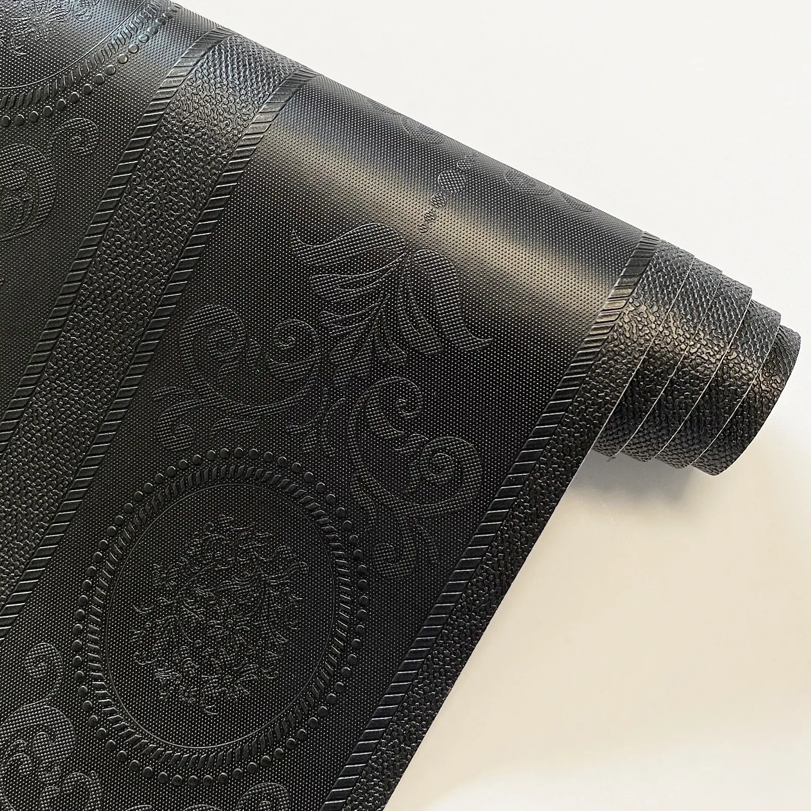Black Rococo Peel and Stick Wallpaper, Embossed Baroque Textured Self Adhesesive Wall Covering for Bedroom, Living Room, Cabinets, Furniture and Gothic Accent Wall Decor