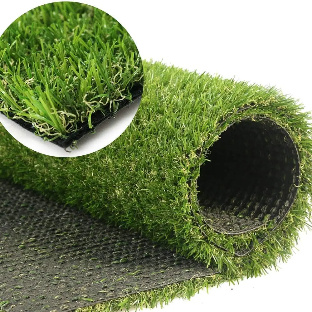 0.8in Pile Height Decor Artificial Grass Rug, Eco-Friendly Waterproof Plastic Polypropylene Turf with Drainage Holes, Washable Indoor-Outdoor All-Season Room Decor Garden Rug