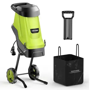 15-Amp Wood Chipper & Shredder, with 1.8" Feed Hopper, 45L Collection Bag, for Yard Waste, Branches, and Leaves.