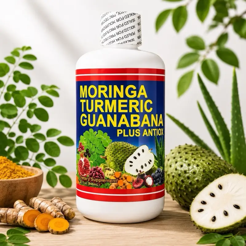 Moringa Turmeric Guanabana Herbal Liquid Supplement 32 fl oz (946 mL) | Botanical Daily Wellness Blend